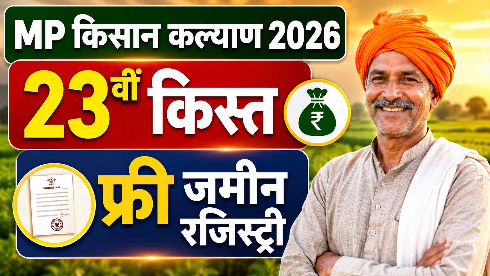 MP Kisan Kalyan Yojana 23rd Kist and Free Zamin Registry Update 2026